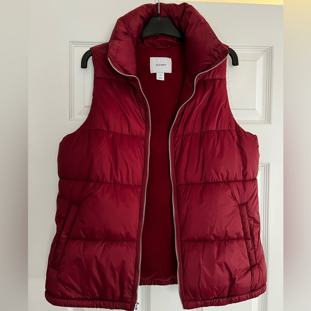 Old Navy burgundy wine, zip up puffer vest